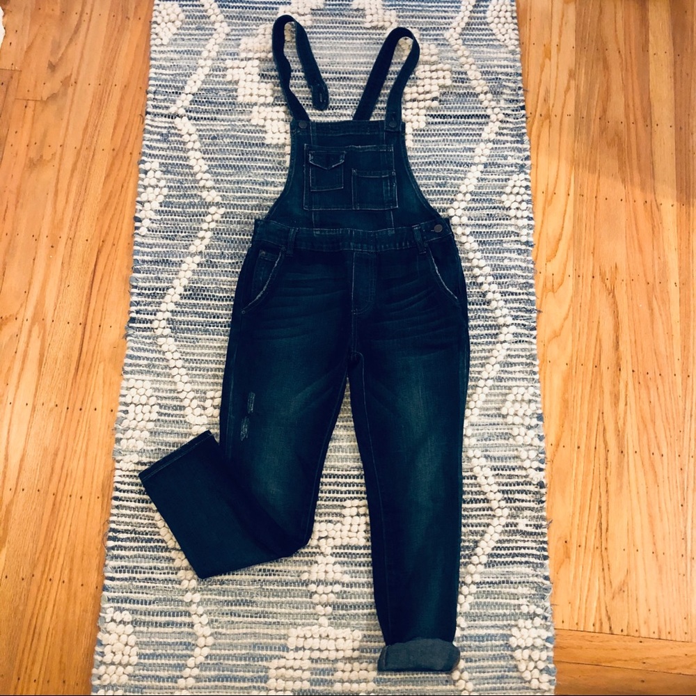 Free People Cropped Denim Overalls